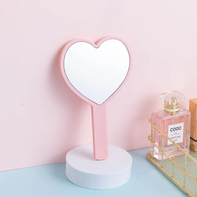Heart-Shaped Handheld Vanity Mirror – Cute Portable Makeup Mirror Handheld Vanity Mirror PLUSH Light Pink