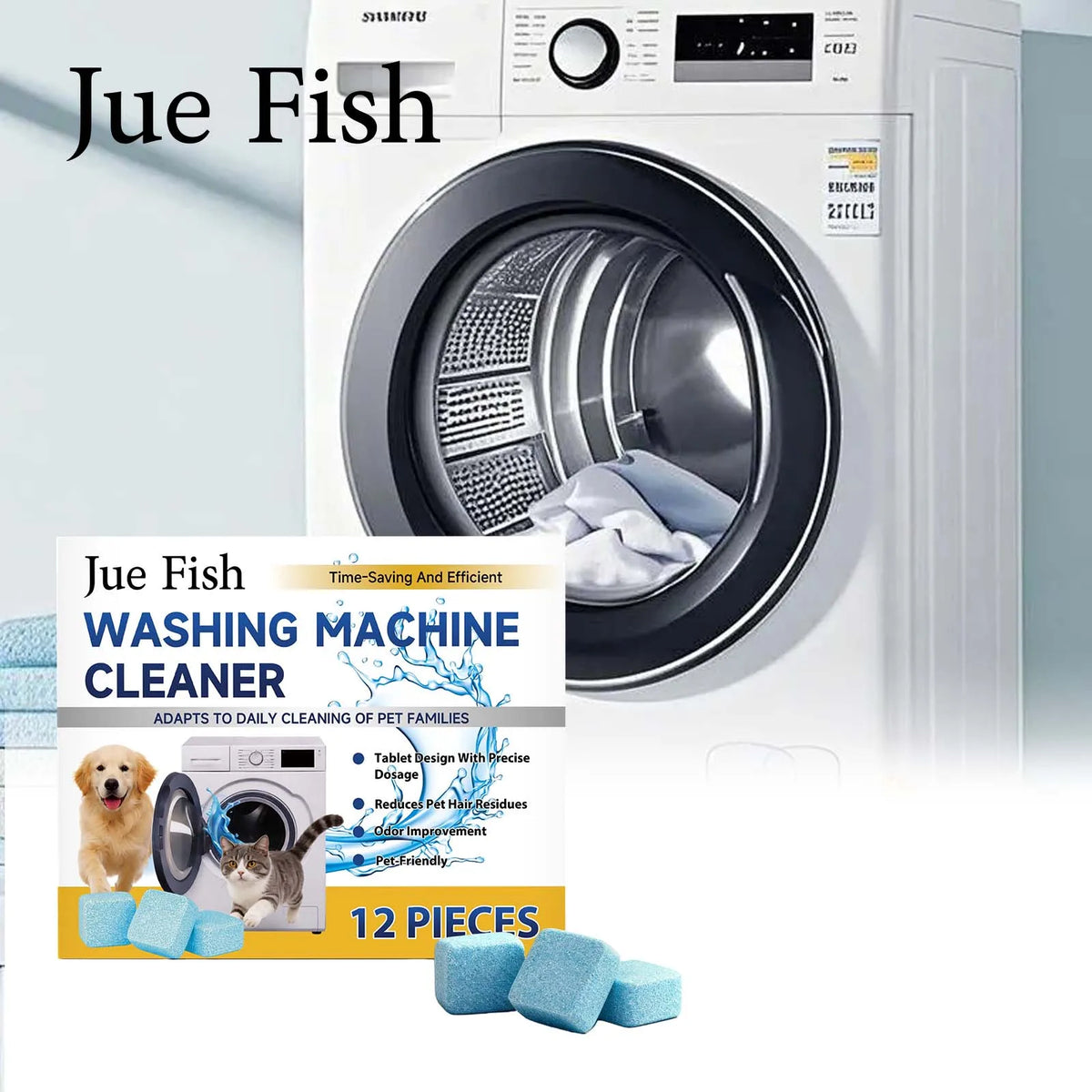 Washing Machine Cleaner Effervescent Tablets 12pcs | Jue-Fish Washing Machine Cleaner PLUSH