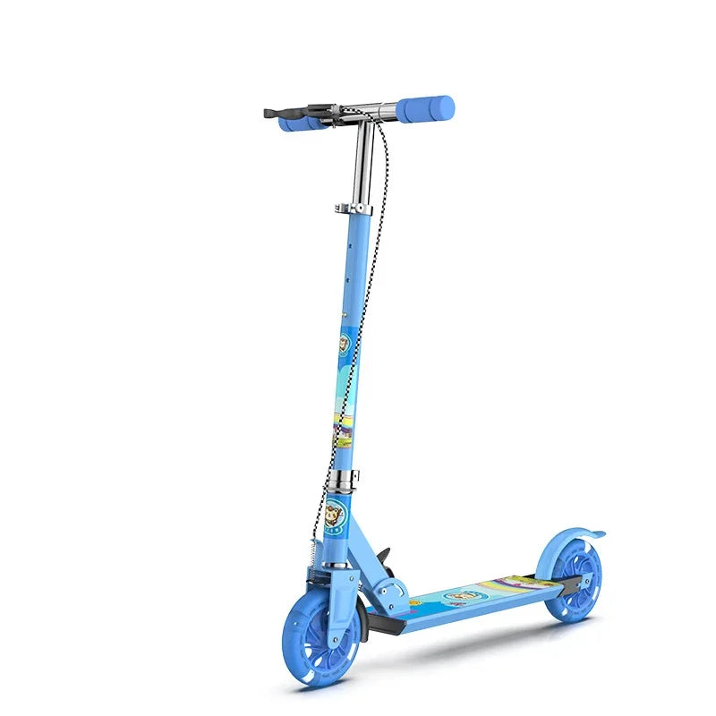 Kids Two-Wheel Flash Scooter – Adjustable Aluminum, LED Wheels Kids Kick Scooter PLUSH Blue handbrake