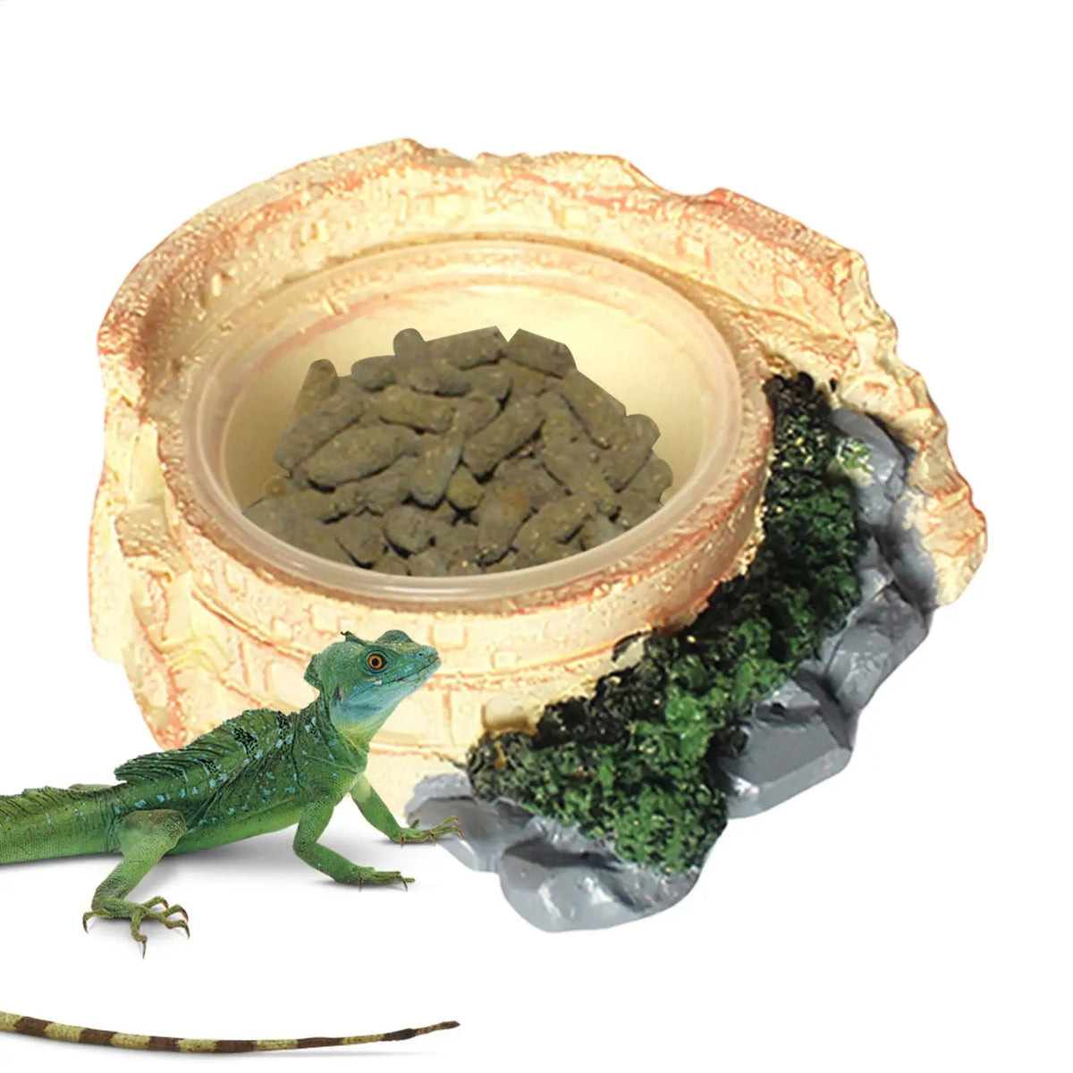Tree Stump Reptile Feeding Dish & Water Bowl | Resin Terrarium Reptile Feeding Dish PLUSH