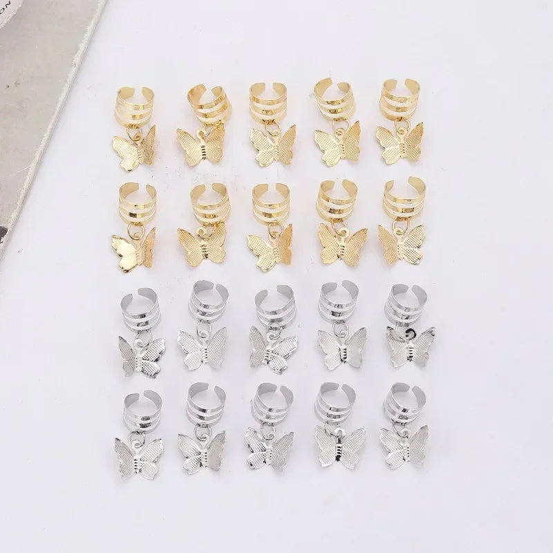 Butterfly Dreadlock Beads – Sparkly Bohemian Braiding Hair Rings Hair Braid Beads PLUSH