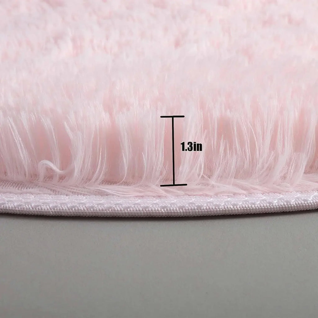 Super Soft Round Plush Rug – Fluffy Thick Pile Floor Mat Plush Area Rug PLUSH