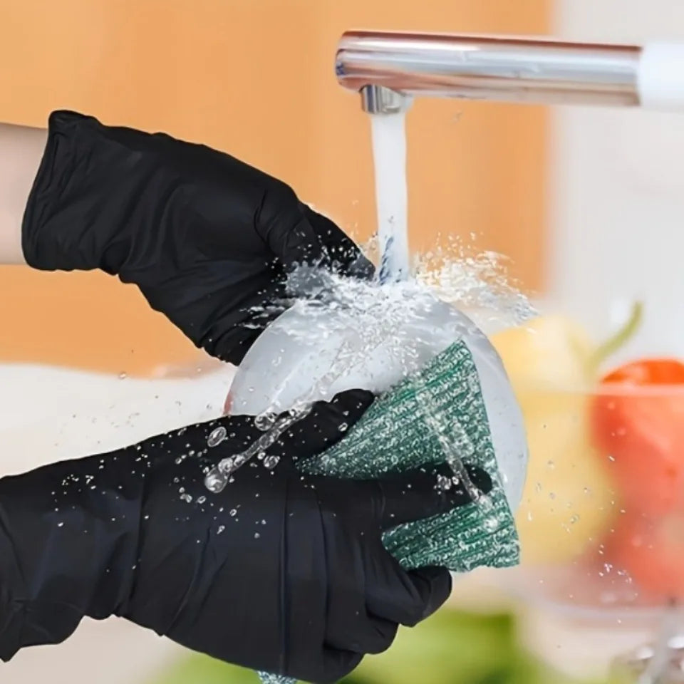 Disposable Black Nitrile Gloves – Food Safe, 10/40/100 Pack Disposable Nitrile Gloves PLUSH