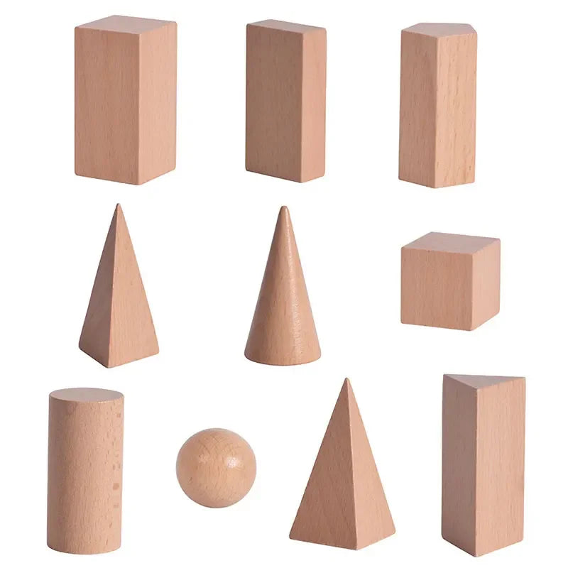 Montessori Wooden Geometric Building Blocks – Kids STEM Toy Set Wooden Educational Toy PLUSH