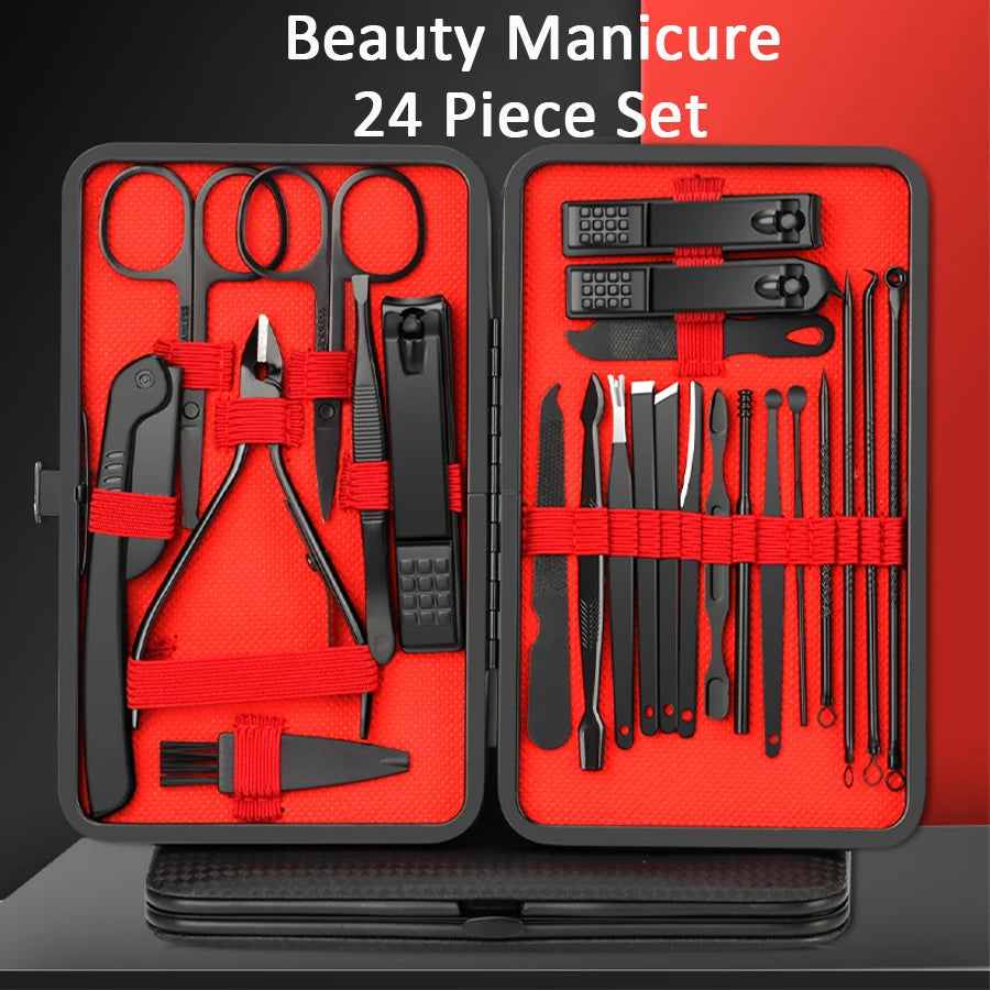 Stainless Steel Manicure Set – 7–24 Piece Nail Clipper Kit Manicure Nail Kit PLUSH