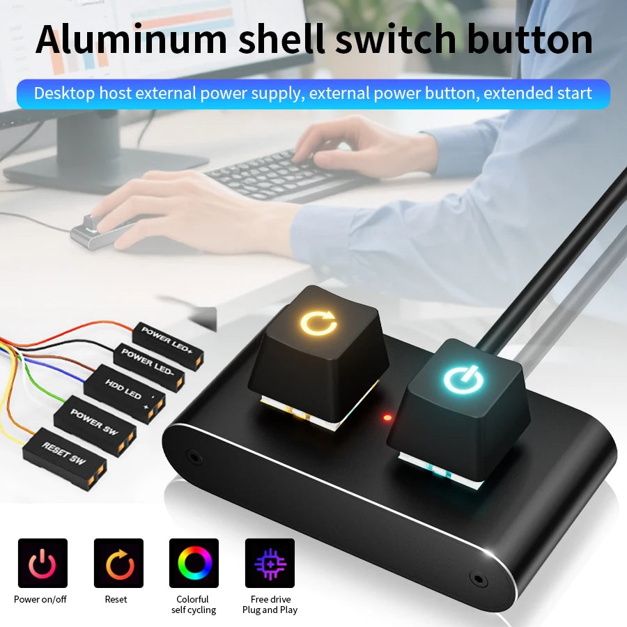 2M PC External Power Button Switch Extension Cable – On/Off PC Power Switch Cable PLUSH
