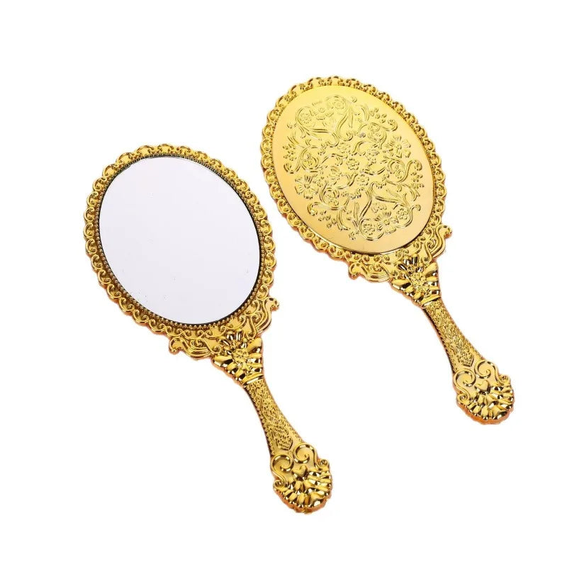 Vintage Handheld Makeup Mirror – Portable Round Cosmetic Mirror Handheld Makeup Mirror PLUSH