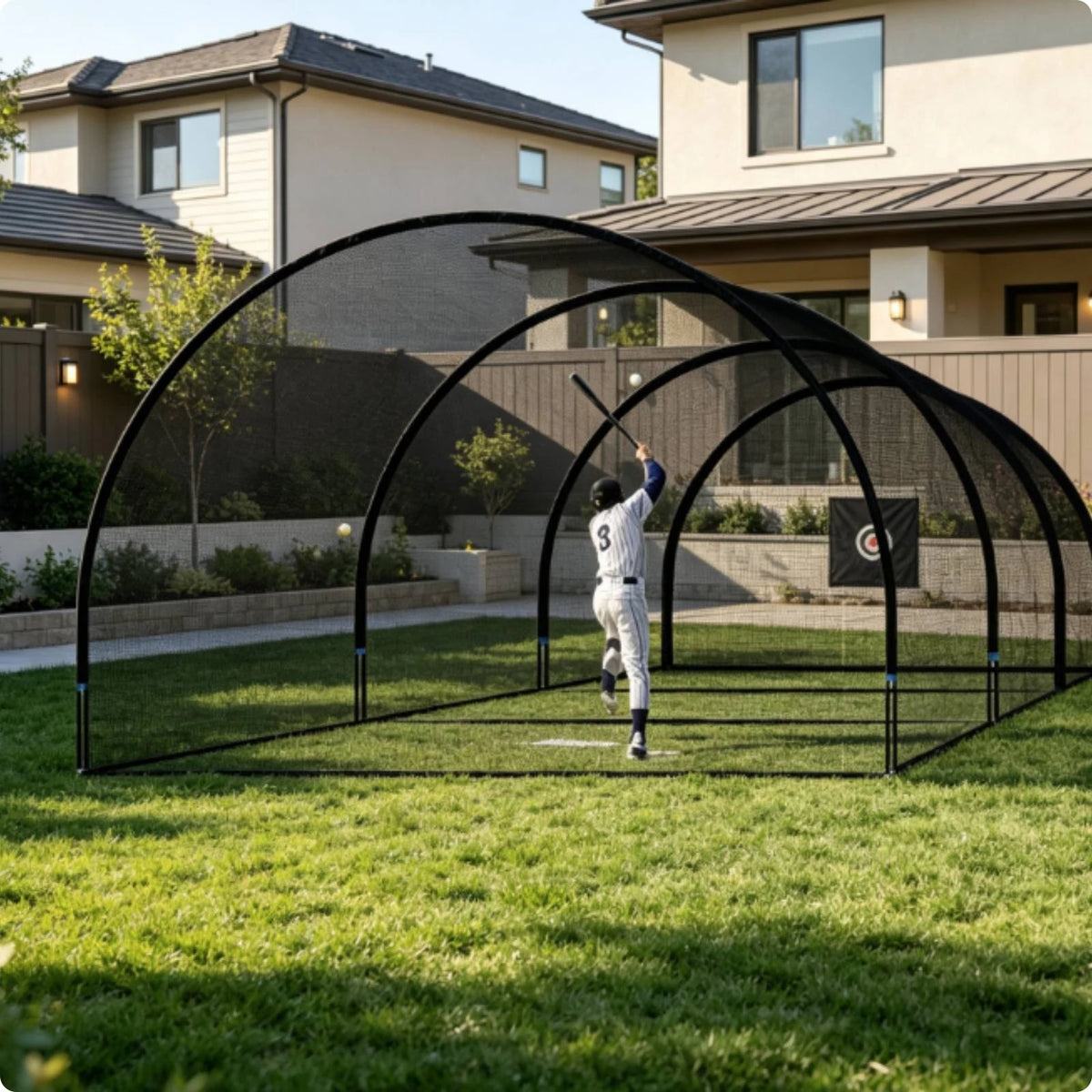 Arched Baseball Batting Cage with Frame | Backyard Training Baseball Batting Cage PLUSH 30-10-10ft