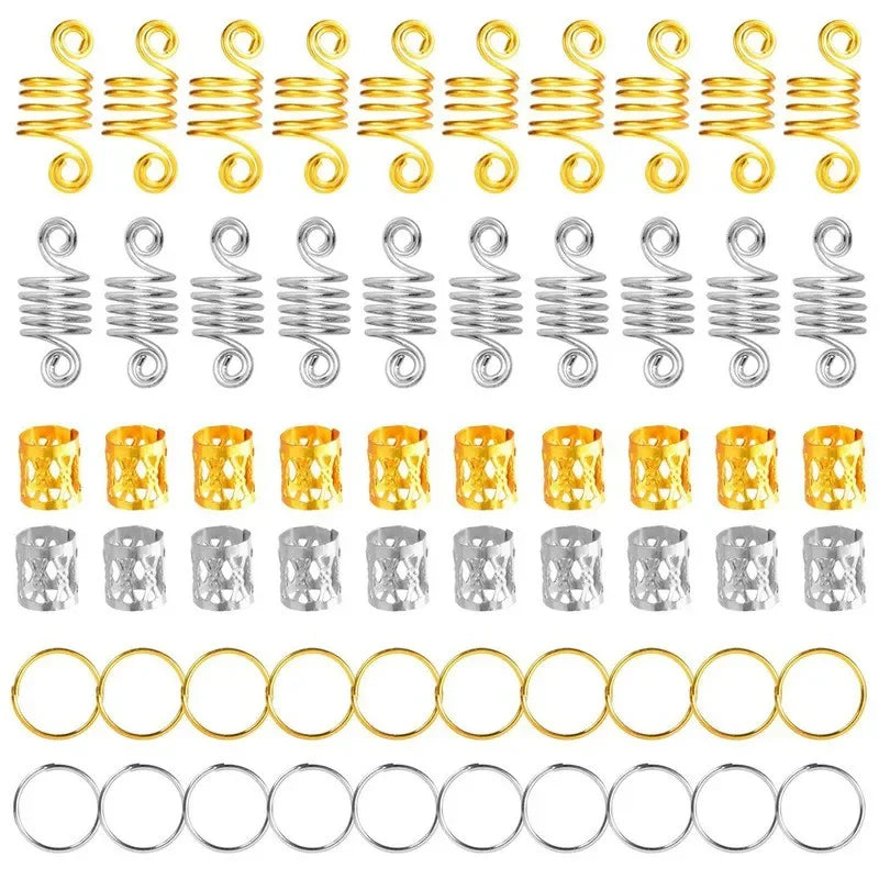 Dreadlock Beads & Braid Cuffs – 50–200pcs Micro Hair Rings Hair Braid Cuffs PLUSH 60pcs mix NO.65