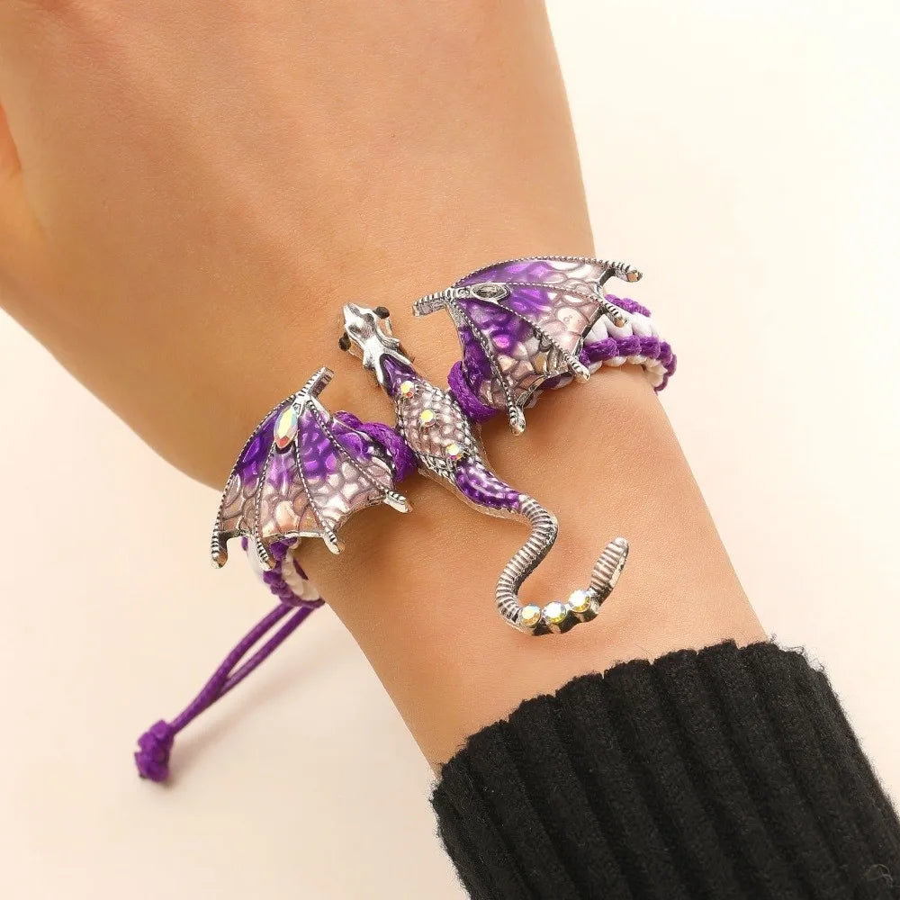Dragon Braided Rope Bracelet – Adjustable Punk Woven Wristband Fashion Bracelet PLUSH Style B