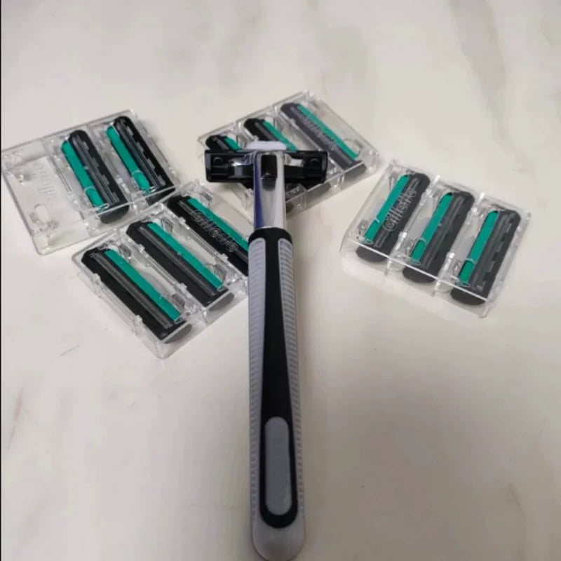 Men's 3-Layer Reusable Razor Set – 1 Handle + 21 Blade Heads Men's Razor Set PLUSH