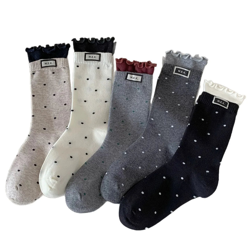 Women's Dotted Casual Long Socks – Soft Breathable Knit Women's Casual Socks PLUSH