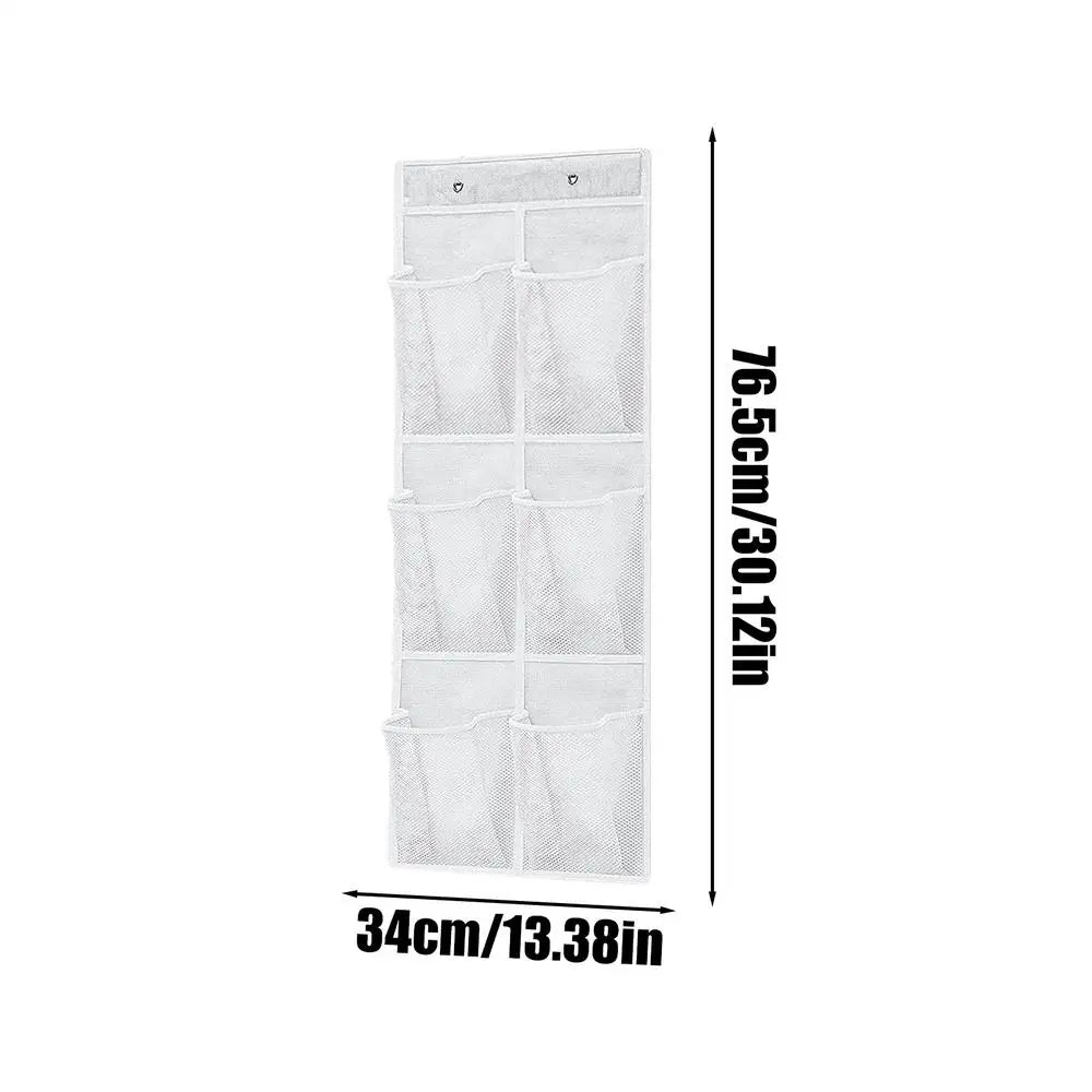 6-Grid Mesh Hanging Wall & Door Organizer – Storage Bag Hanging Wall Organizer PLUSH White