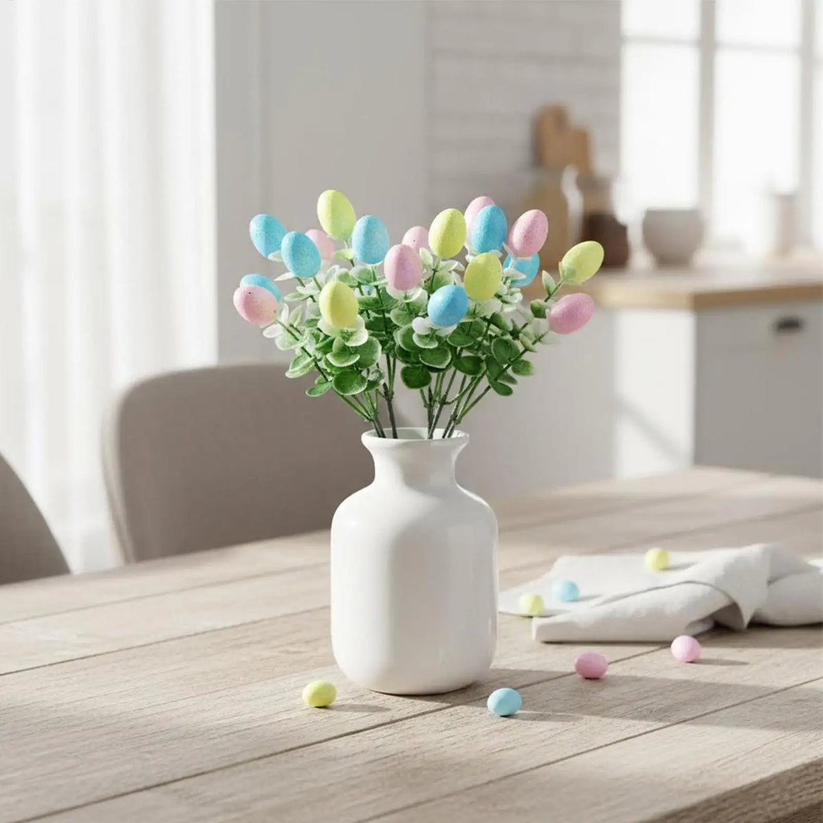6pcs Easter Egg Branch Stems | Faux Spring Vase Decor DIY Seasonal Faux Stems PLUSH