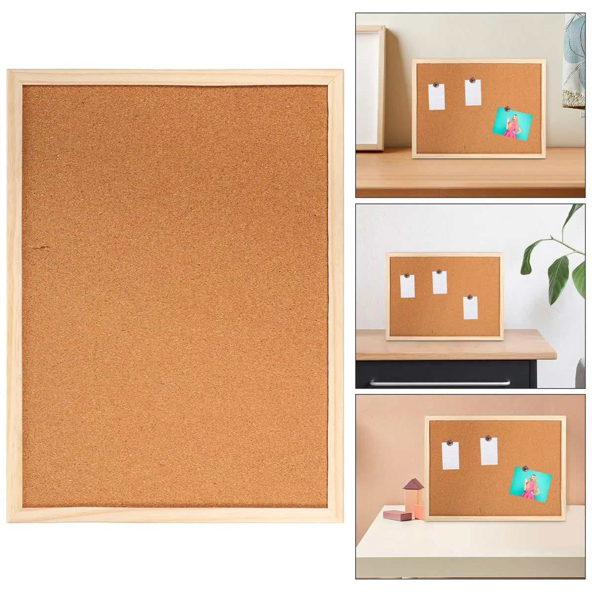 Wood Cork Bulletin Board – Wall Mount Memo & Photo Display Cork Bulletin Board PLUSH Default Title