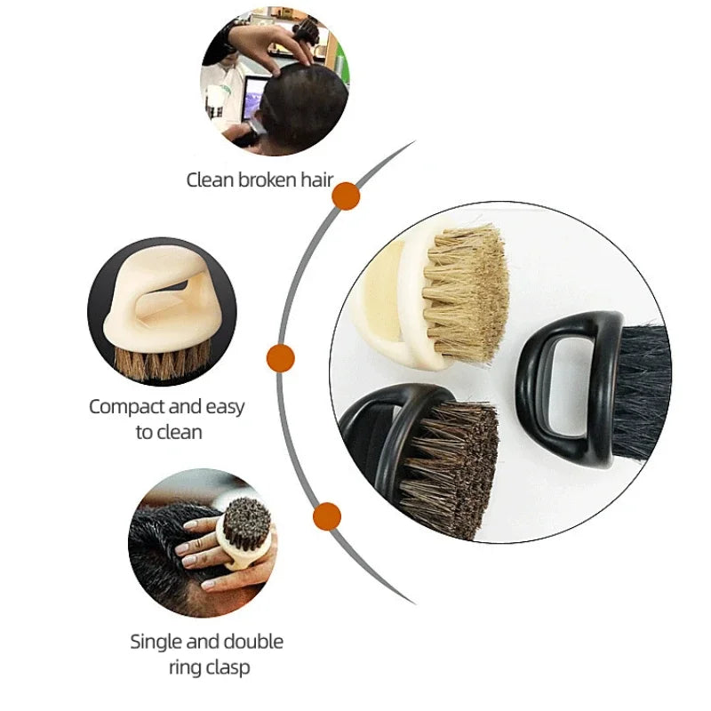 Men's Boar Bristle Beard Brush – Round Black Handle Grooming Beard Grooming Brush PLUSH