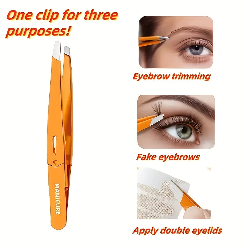 Ouriner Slant Tip Eyebrow Tweezers – Precision Stainless Steel Eyebrow Tweezers PLUSH