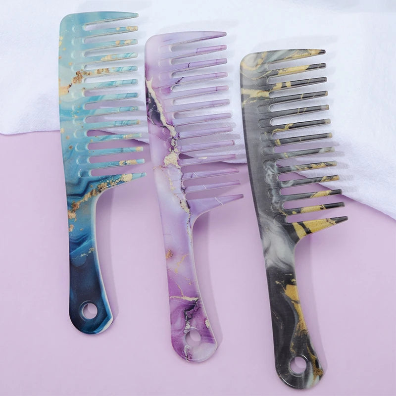Extra Large Wide Tooth Detangling Comb – Marble Pattern Wide Tooth Comb PLUSH