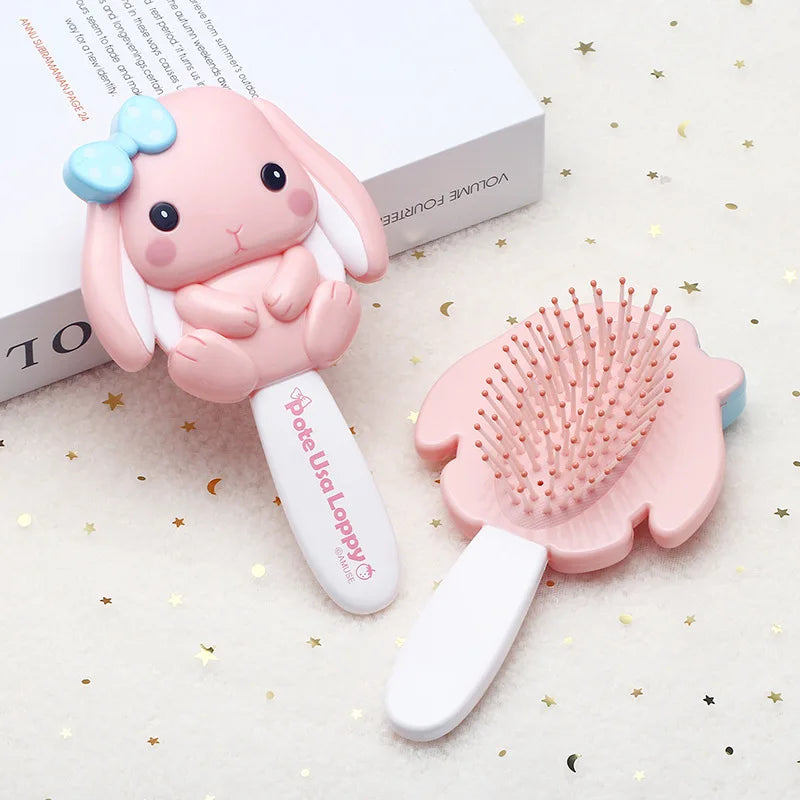 Mermaid Air Cushion Comb for Kids – Cute Girls Hair Brush Kids Hair Comb PLUSH pink rabbit