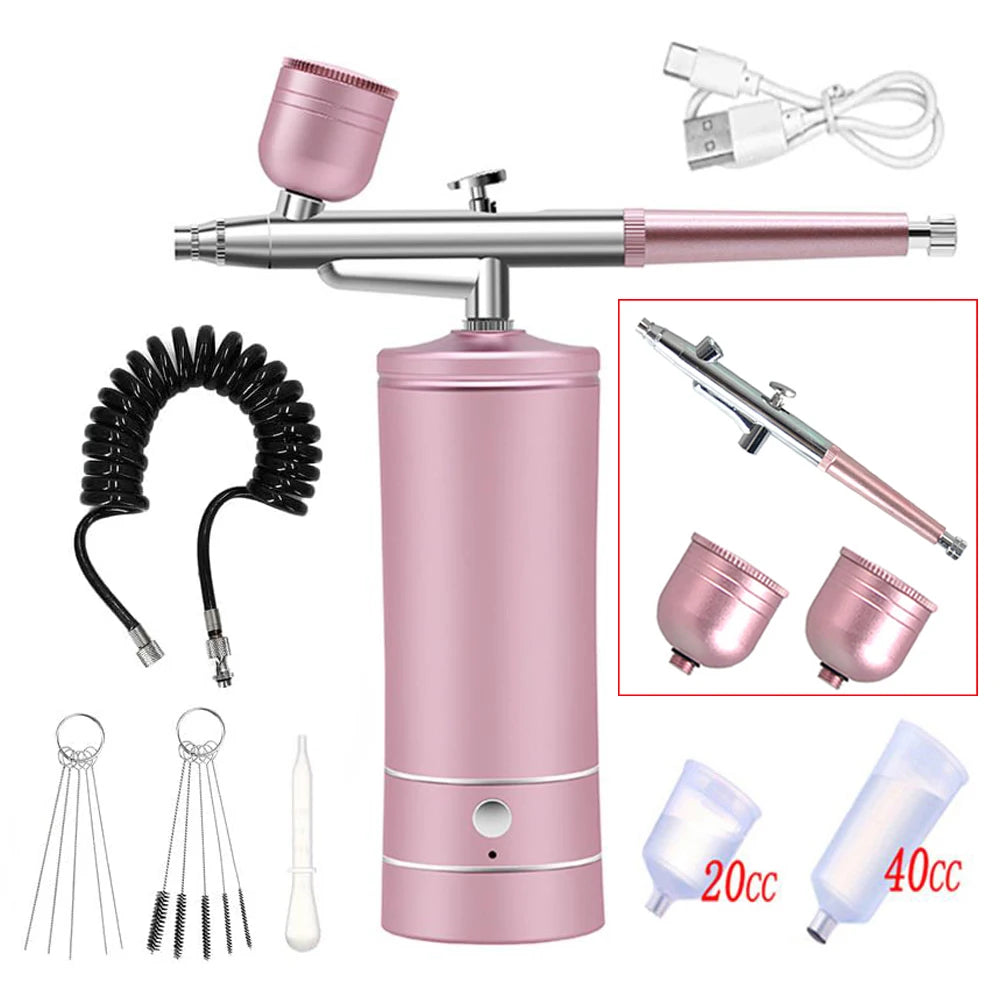 Portable Airbrush Kit with Compressor – Nail Art & Crafts Airbrush Compressor Kit PLUSH Pink Kit