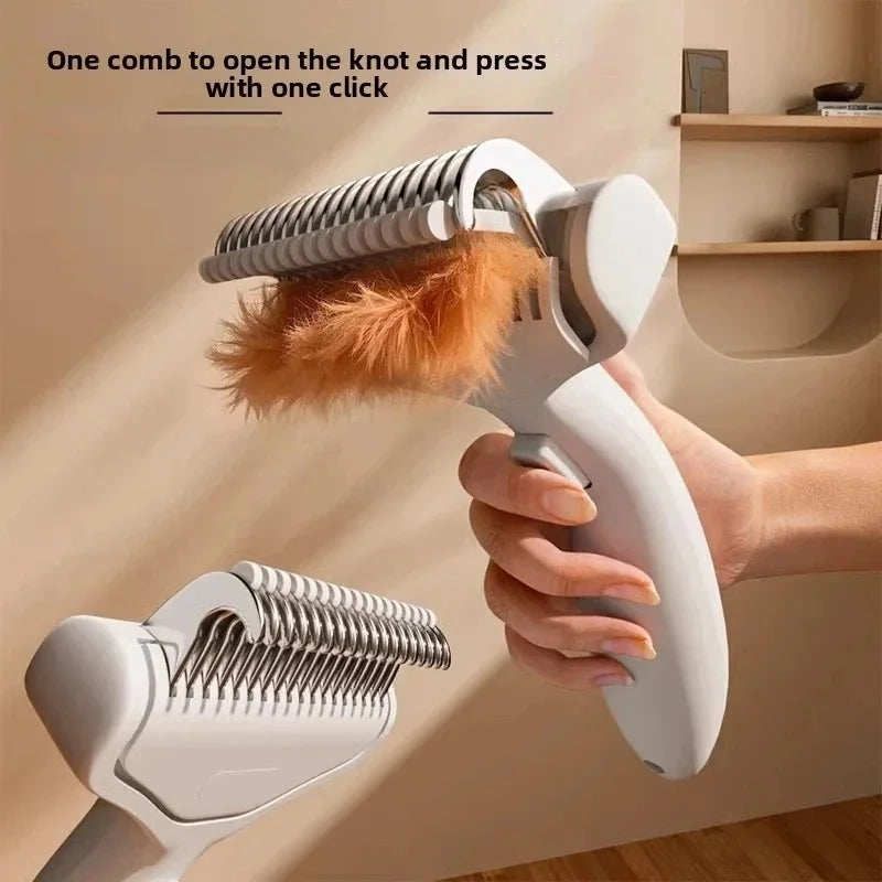 Pet Hair Removal Comb – Stainless Steel Detangling Brush Pet Grooming Comb PLUSH