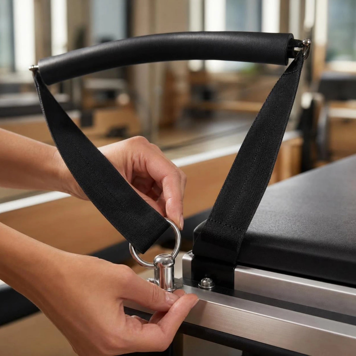 Padded Curved D-Ring Strap for Pilates Reformer | Heavy-Duty Pilates Reformer Strap PLUSH