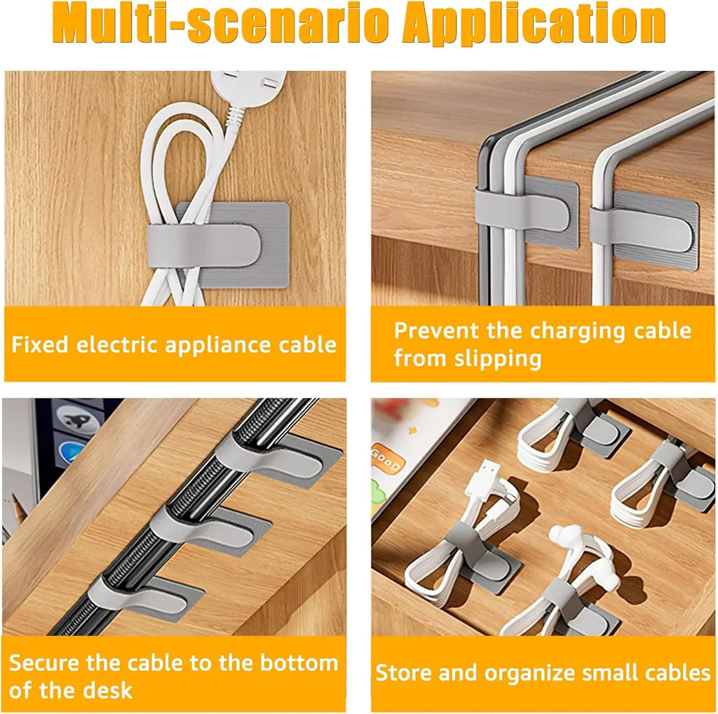 Reusable Hook & Loop Cable Ties | Self-Adhesive Wire Organizer Cable Ties Organizer PLUSH