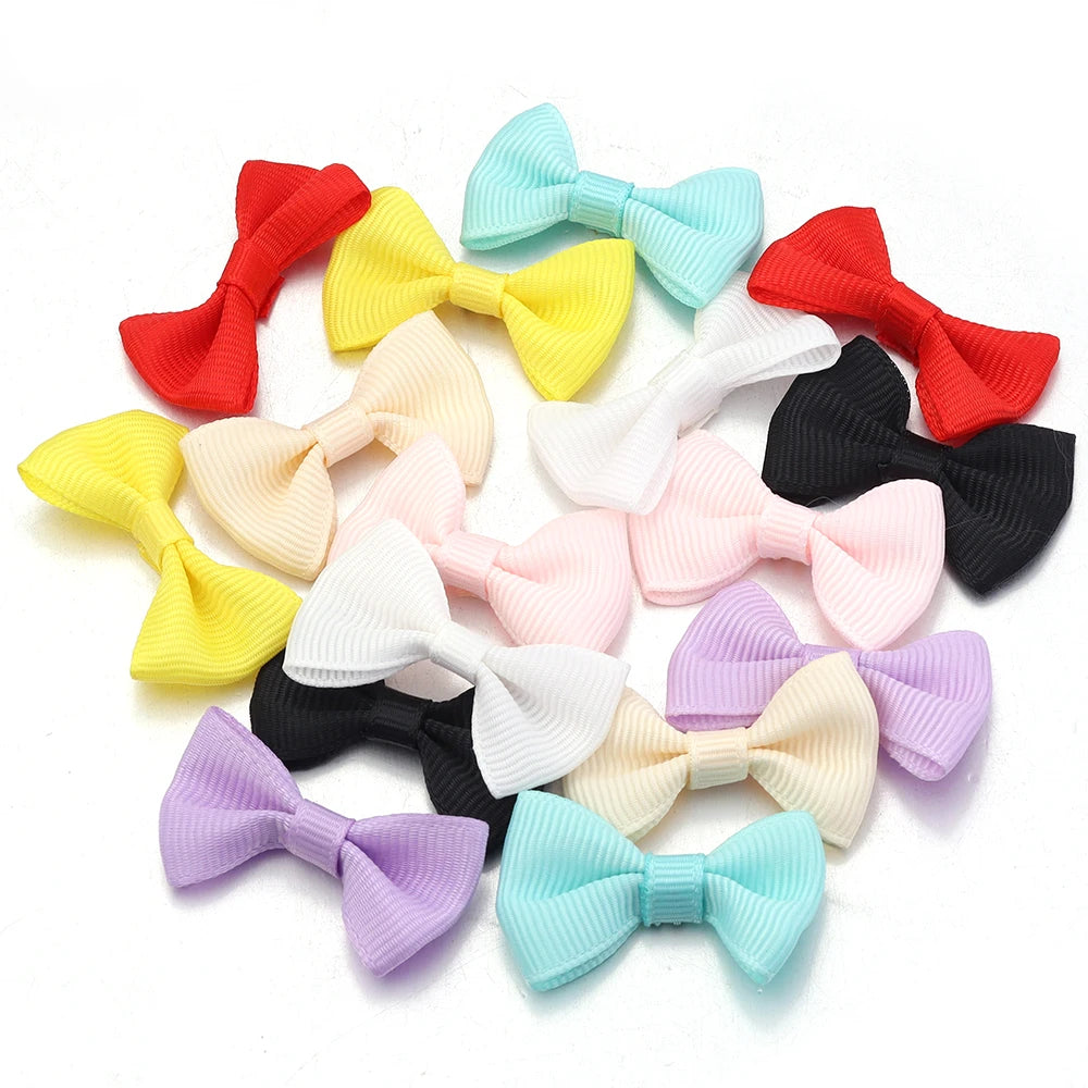 30pcs Mini Satin Ribbon Bows 2.5x4cm – Colorful DIY Craft Bows Ribbon Bows PLUSH Mixed 2.5X4cm