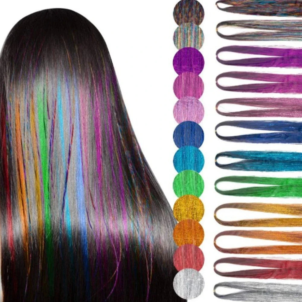 Sparkle Hair Tinsel Extensions 100cm – Colorful Braiding Dazzles Hair Tinsel Extension PLUSH