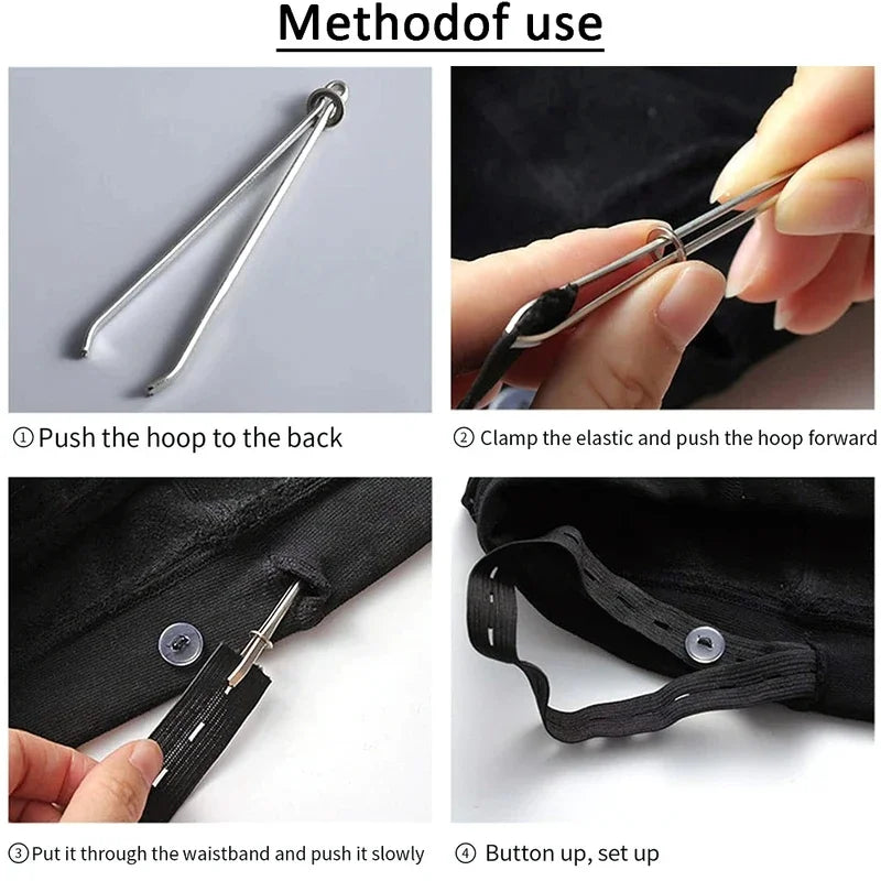2pcs Stainless Steel Elastic Band Threader Garment Clips Sewing Sewing Threader Clips PLUSH