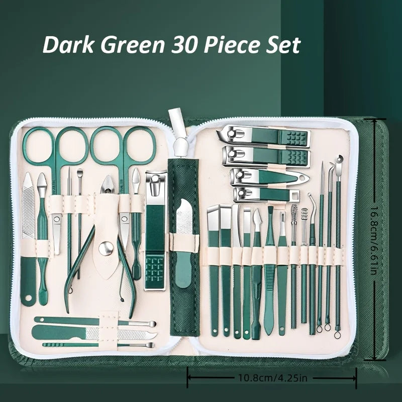 30-Piece Stainless Steel Manicure Pedicure Set | Travel Kit Manicure Pedicure Set PLUSH