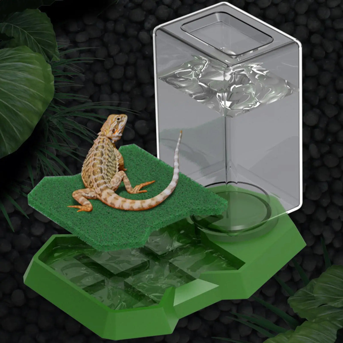 Reptile Water Dispenser Anti-Slip Dish Bowl – Large Capacity Reptile Water Dispenser PLUSH