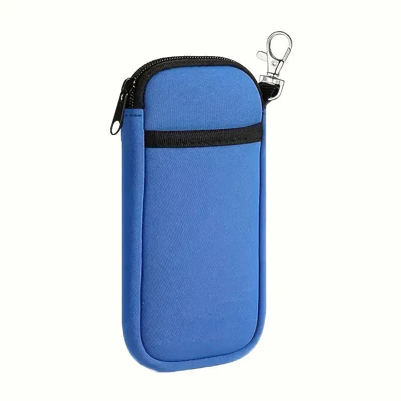Soft Zippered Eyeglass Case with Hanging Buckle | Glasses Bag Eyeglass Storage Case PLUSH Style A (Blue)