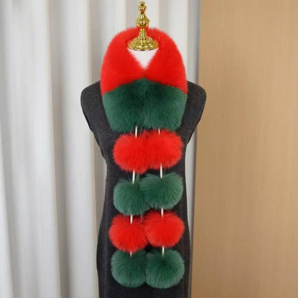 Women's Faux Plush Christmas Scarf with Pom-Pom | Warm & Cozy Faux Plush Scarf PLUSH