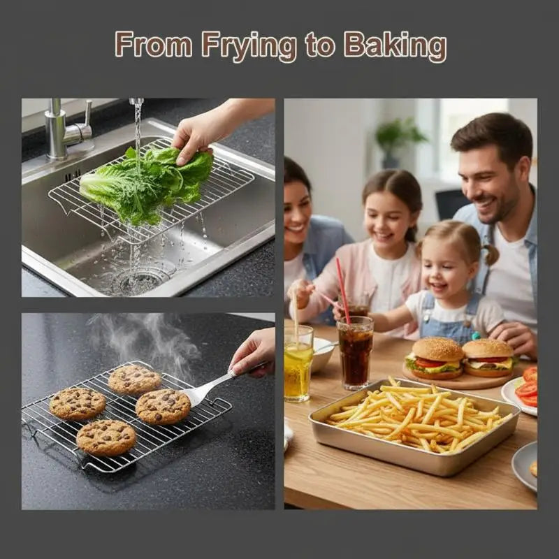 Stainless Steel Baking Tray & Cooling Rack Set | Oven Safe Baking Tray Set PLUSH