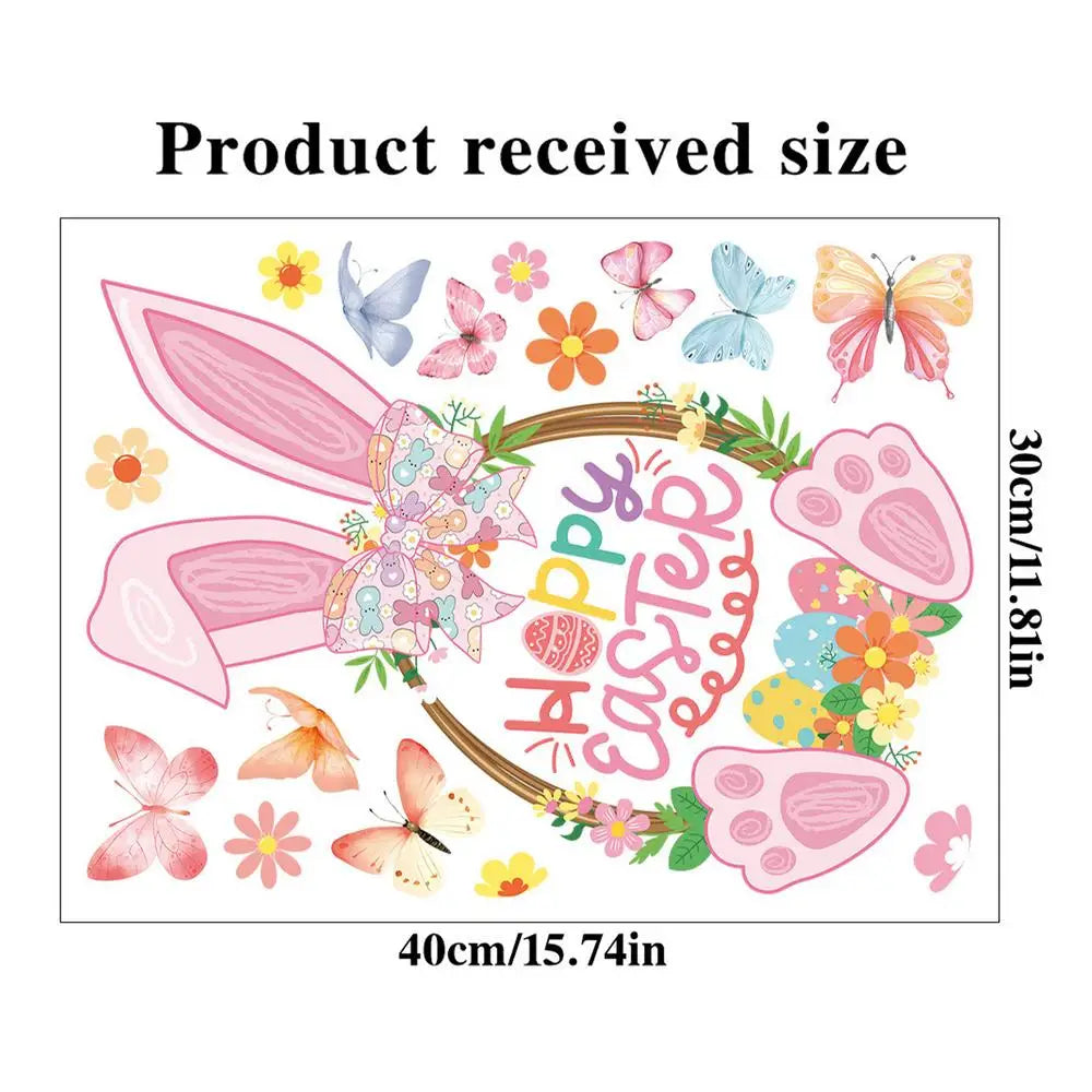 Easter Window Clings – Bunny, Eggs & Carrot Glass Stickers Window Clings PLUSH 1PC