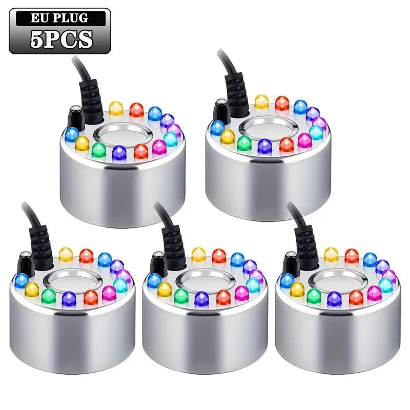 Mini LED Fog Machine Water Fountain Mister – Party Decor LED Fog Machine PLUSH 12LED-5Pcs