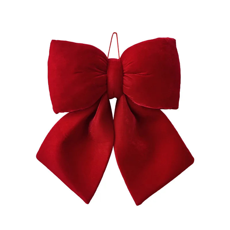 Fluffy Velvet Christmas Bow Ornaments 6pcs – 3D Holiday Decor Christmas Tree Ornament PLUSH