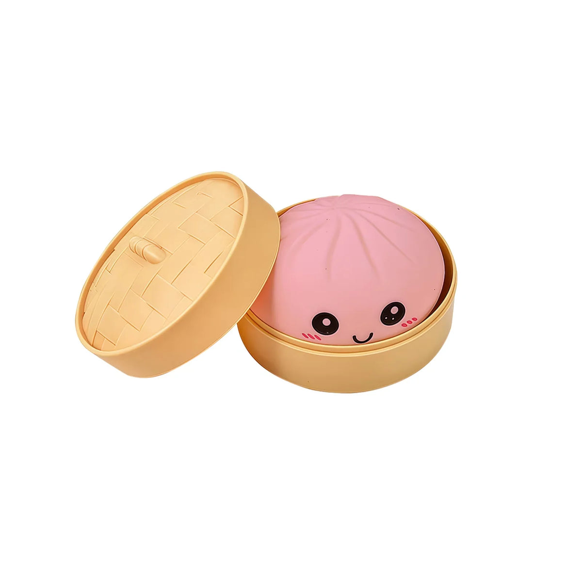 Kawaii Dumpling Squeeze Toy with Steamer – Squishy Dough Ball Squishy Fidget Toy PLUSH E Pink