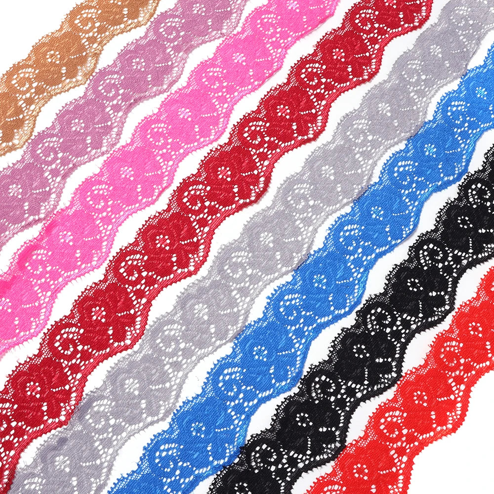 35mm Elastic Floral Lace Trim 2 Yards – DIY Sewing & Hairbands Elastic Lace Trim PLUSH
