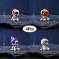 4pcs Halloween Mini Resin Figurines – Pumpkins Ghosts Skulls Halloween Mini Figurines PLUSH 4Pcs