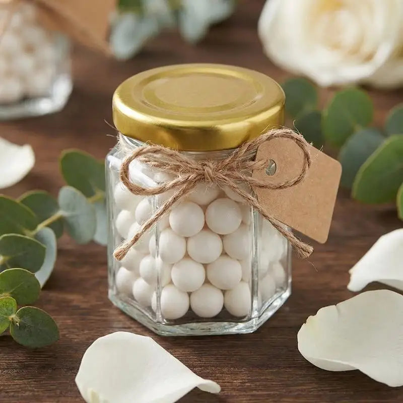 Mini Hexagonal Glass Jars with Lids – Party Favors 3/5pcs Glass Storage Jars PLUSH
