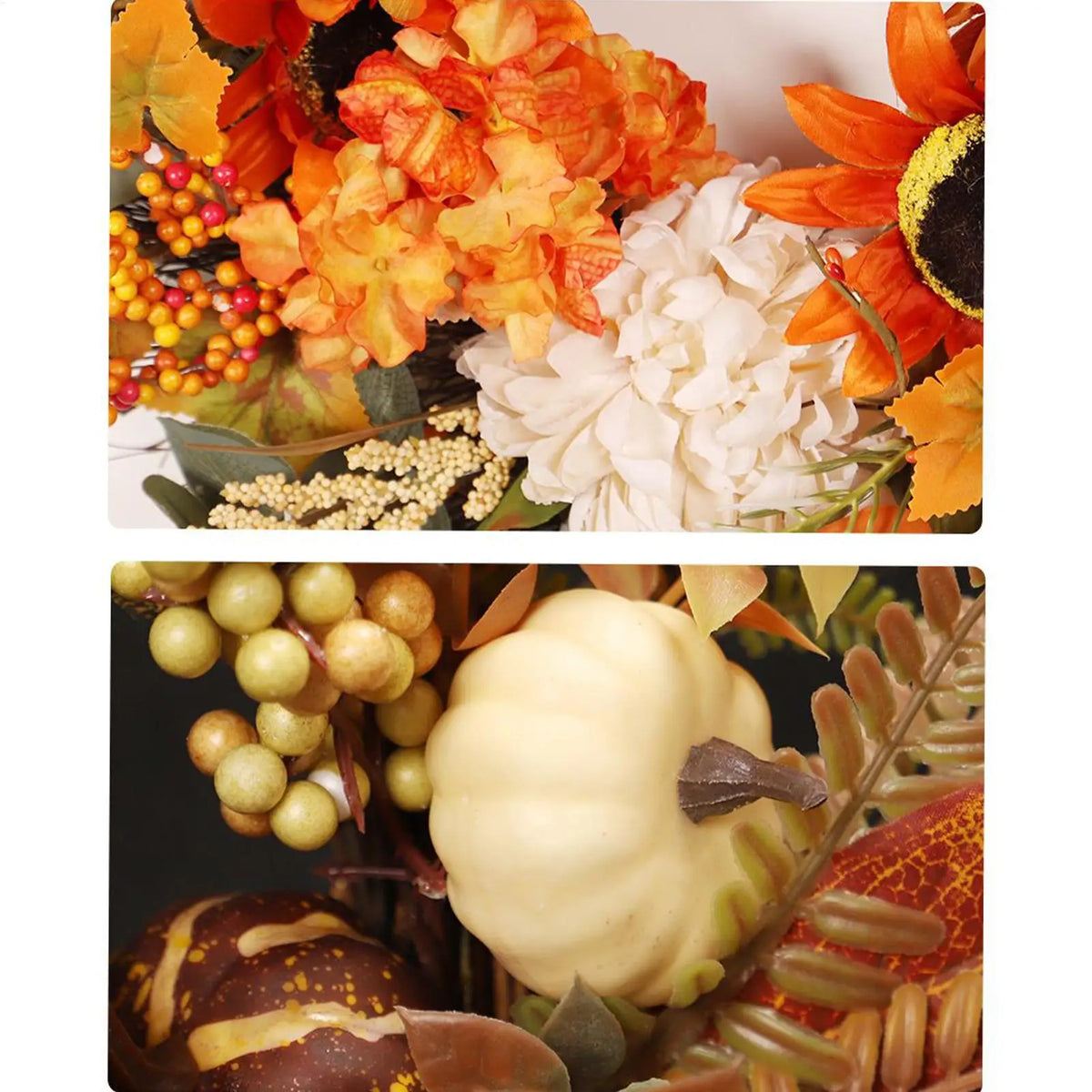 Autumn Harvest Wreath – Artificial Pumpkin Fall Door Décor Seasonal Door Wreath PLUSH
