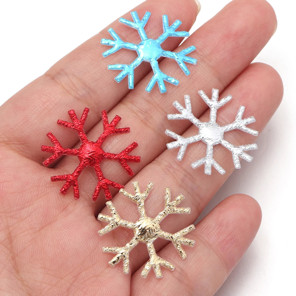 100pcs Felt Snowflake Appliques – Christmas DIY Craft Decor Craft Appliques PLUSH
