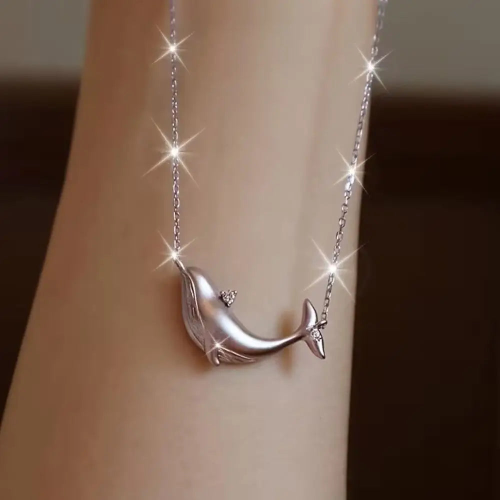 Whale Pendant Necklace | Silver Copper Zircon Clavicle Chain Pendant Necklace PLUSH