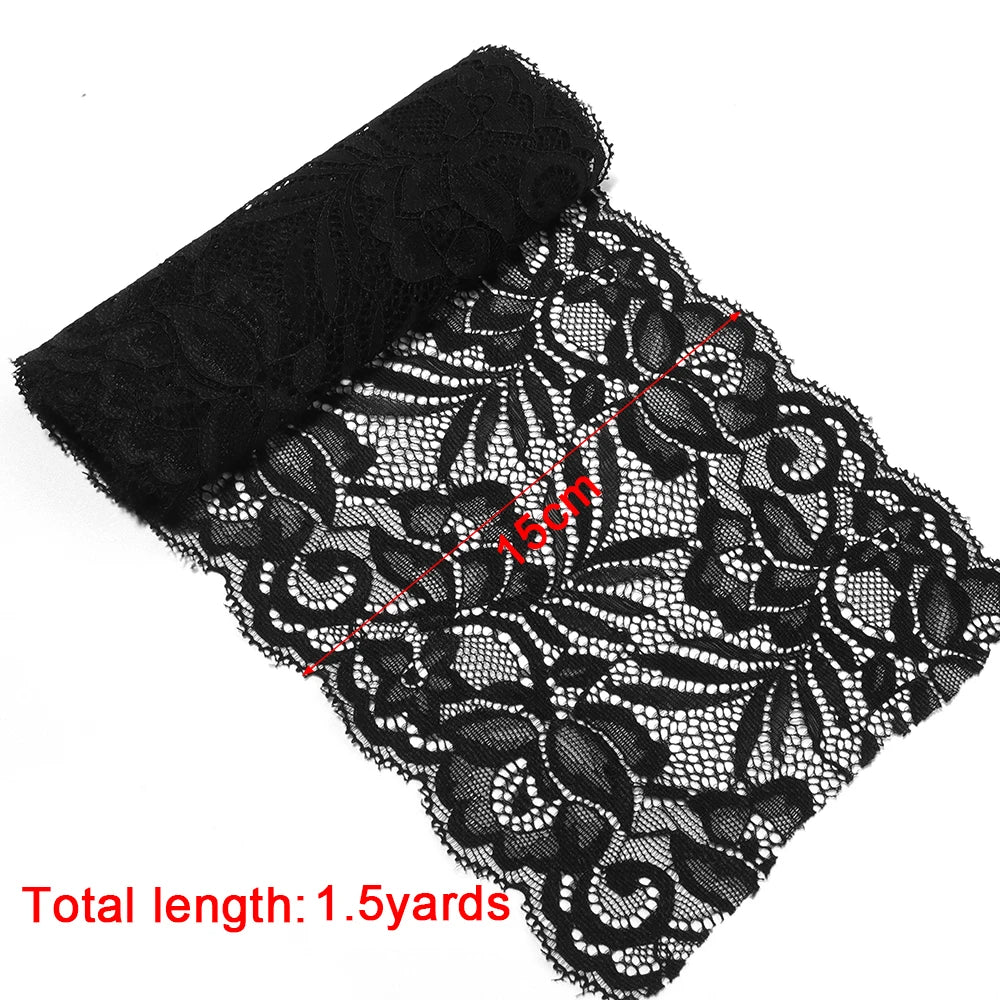 1.5 Yards 15cm Elastic Floral Lace Trim for DIY Sewing Lace Sewing Trim PLUSH