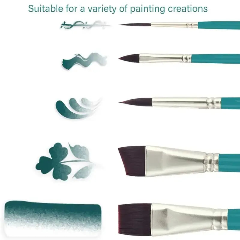 12-Piece Nylon Paint Brush Set – Flat & Round Art Brushes Paint Brush Set PLUSH