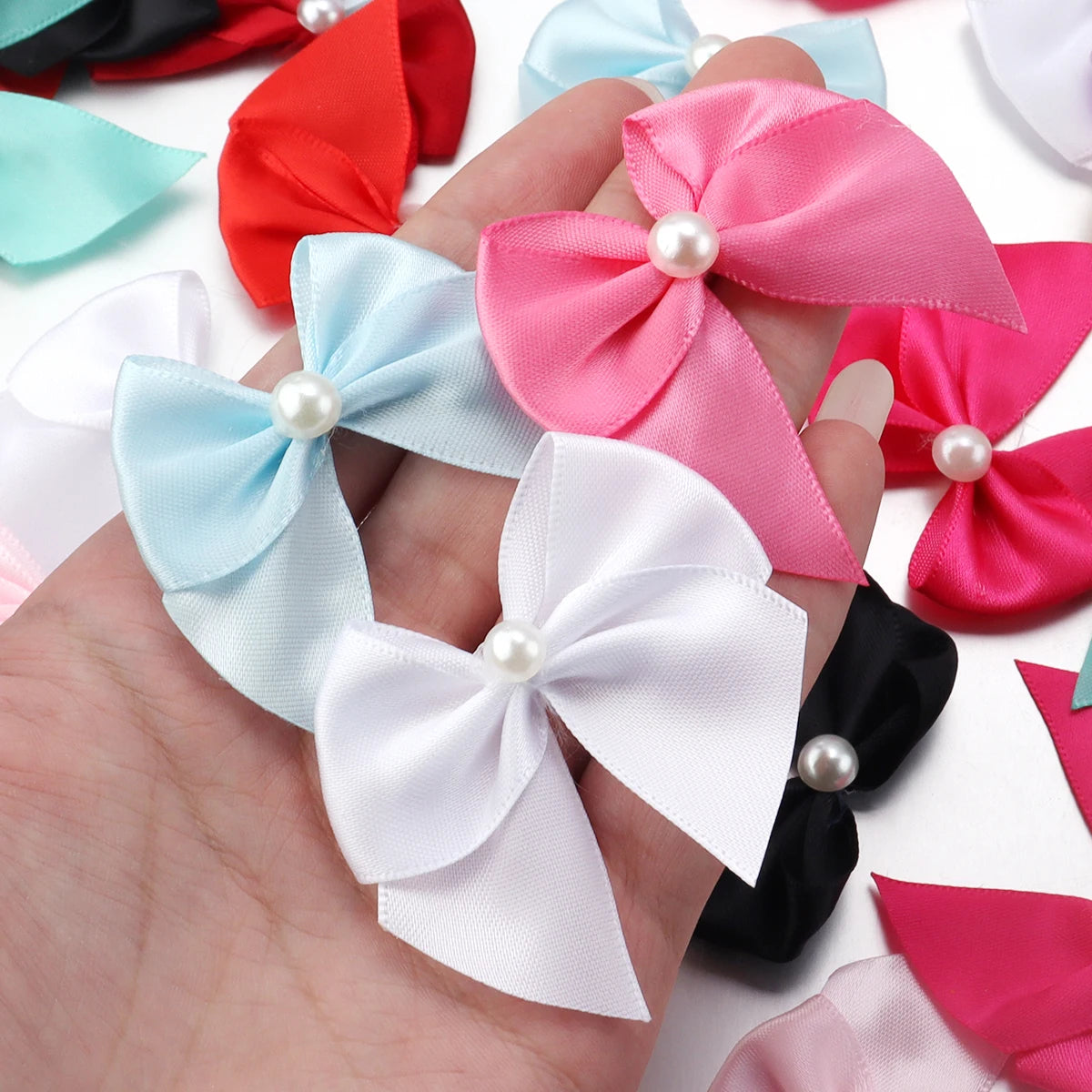 20pcs Satin Ribbon Bows 5.5x6cm – DIY Craft Decoration Satin Ribbon Bows PLUSH
