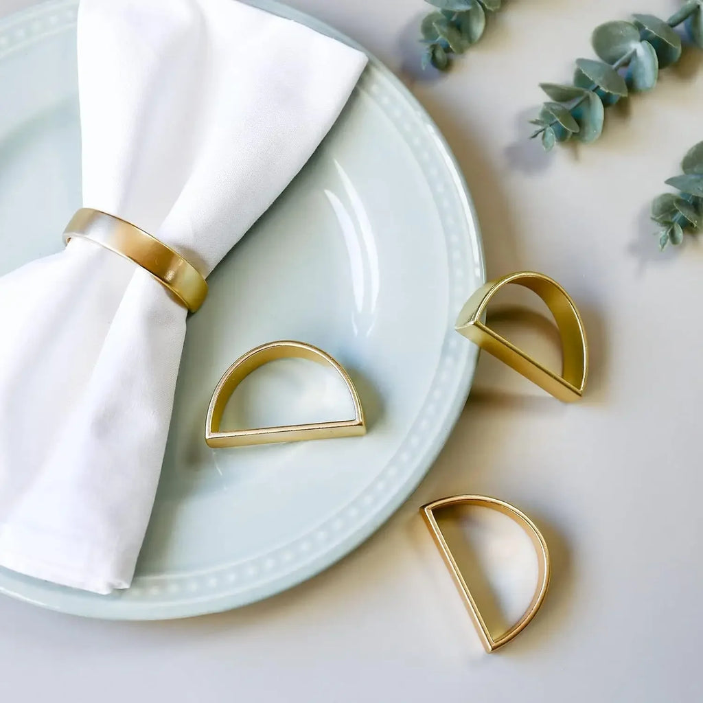 Brushed Gold Cuff Napkin Rings | Wedding & Banquet Table Décor Napkin Rings PLUSH