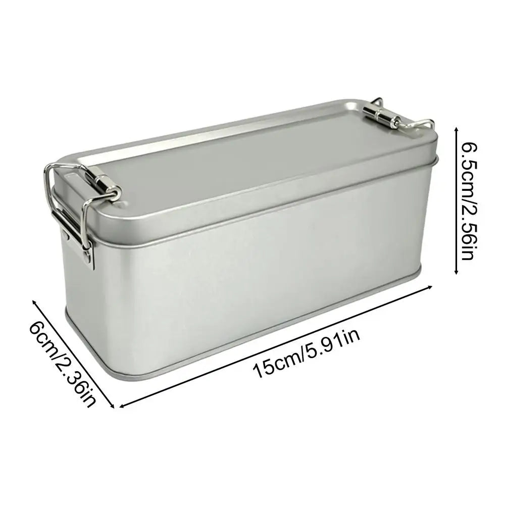 Rectangular Tinplate Tin Box with Buckle Lid | Storage & Gift Tin Storage Box PLUSH Silver 1PC